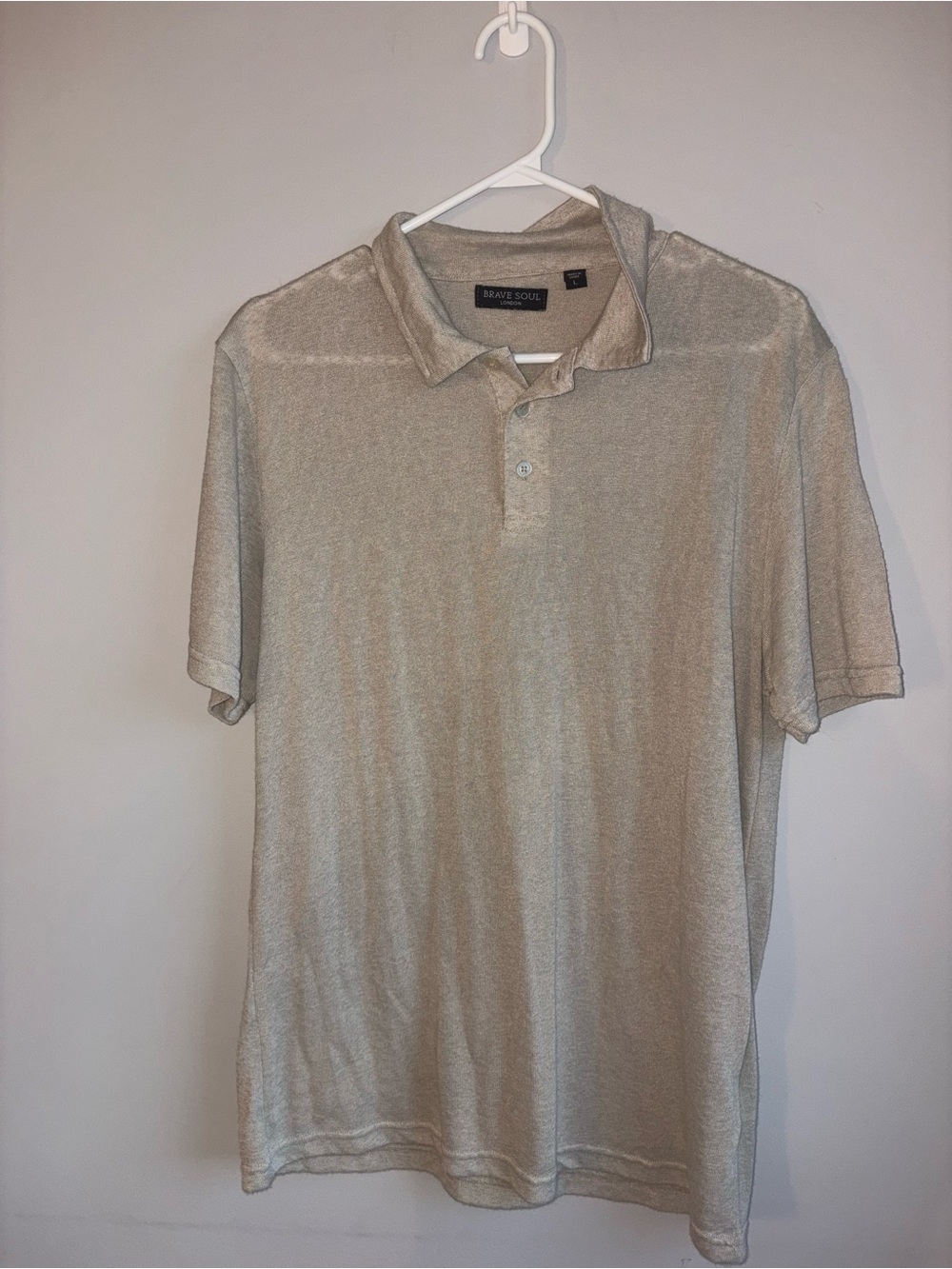 Brave Soul Men's Light Beige Polo Shirt